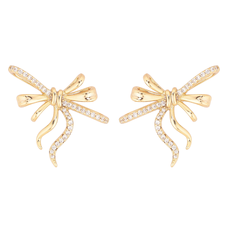 Сережки Xuping колір Позолота 14K пусети "Декоративні банти з кристалами" фото №1