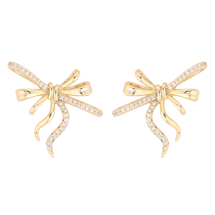 Сережки Xuping колір Позолота 14K пусети "Декоративні банти з кристалами" фото №1