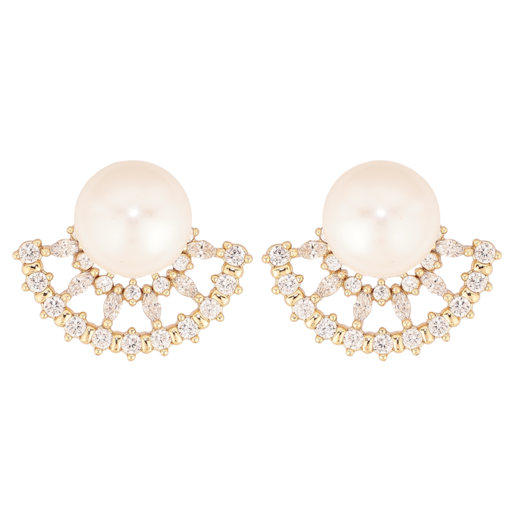 Серьги Xuping цвет Позолота 14K пусеты "Узор с жемчужинами и кристаллами" фото №18
