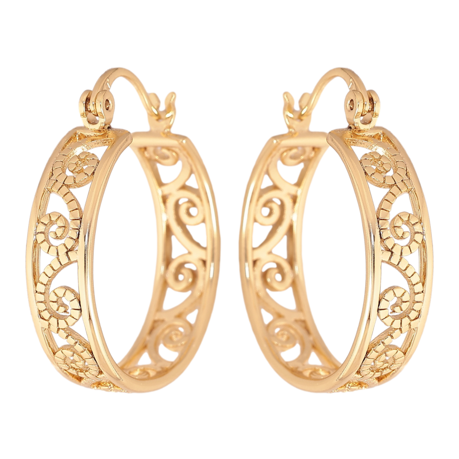 Сережки Xuping колір Позолота 14K замок-шпилька "Кільця з вензельним візерунком" ø 2.5см фото №1 Сережки Xuping колір Позолота 14K замок-шпилька "Кільця з вензельним візерунком" ø 2.5см фото №1