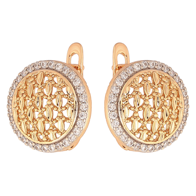 Сережки Xuping колір Позолота 18K + Родій англійський замок "Візерунок з кристалами" фото №1