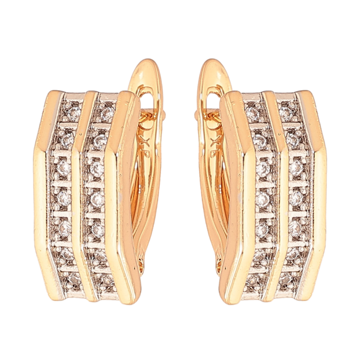 Сережки Xuping колір Позолота 18K + Родій англійський замок "Дорожки кристалів" фото №16