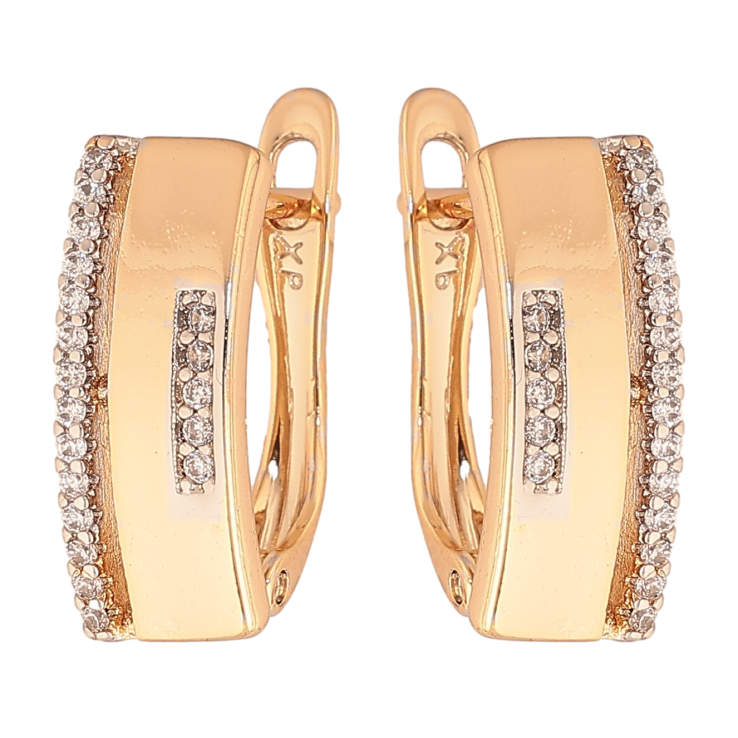 Сережки Xuping колір Позолота 18K + Родій англійський замок "Візерунок з кристалами" фото №23 Сережки Xuping колір Позолота 18K + Родій англійський замок "Візерунок з кристалами" фото №23