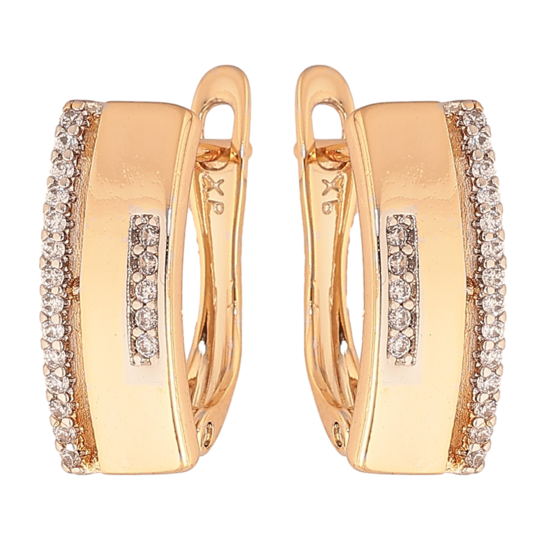 Сережки Xuping колір Позолота 18K + Родій англійський замок "Візерунок з кристалами" фото №1