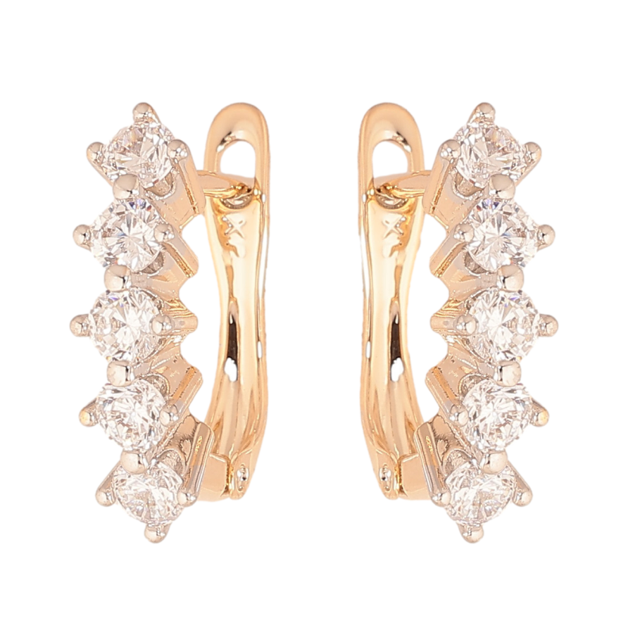 Серьги Xuping цвет Позолота 18K + Родий английский замок "Узор с кристаллами" фото №1