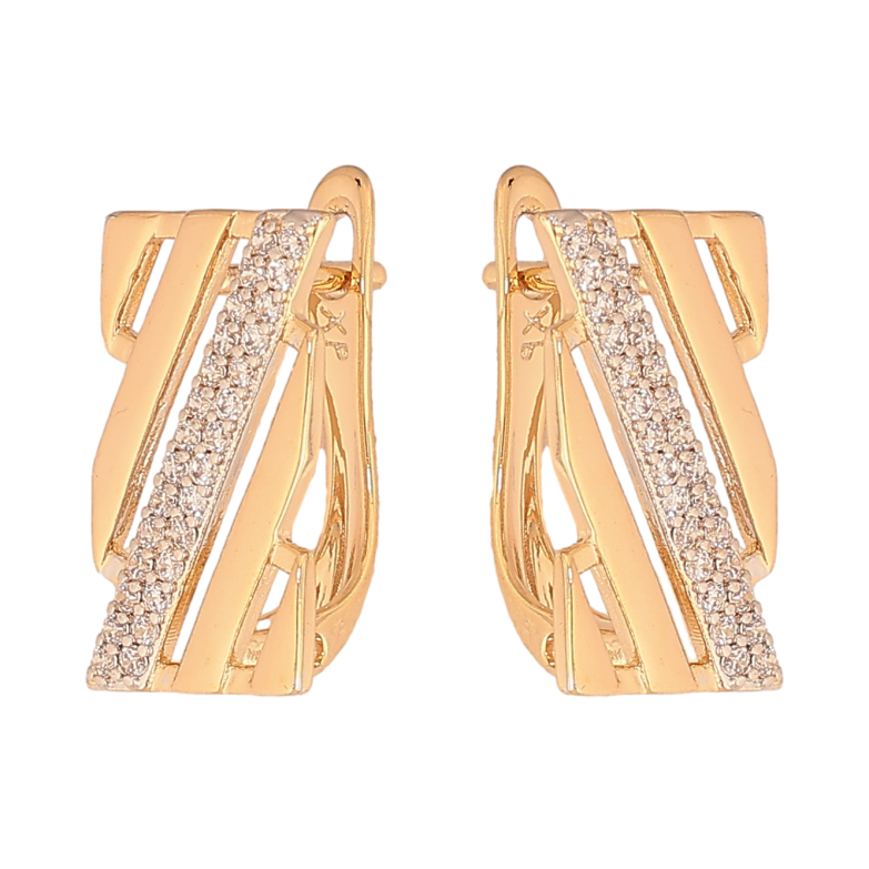 Сережки Xuping колір Позолота 18K + Родій англійський замок "Візерунок з кристалами" фото №1