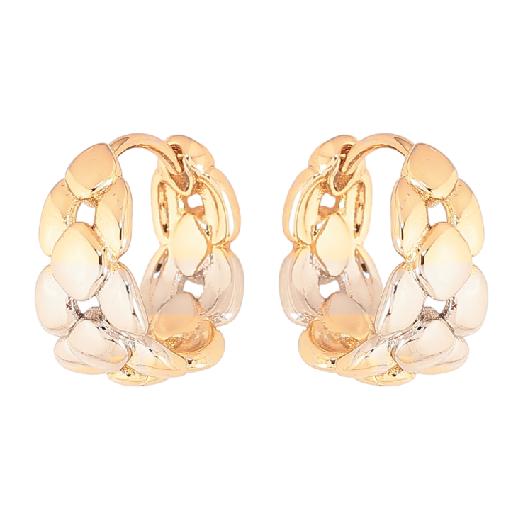 Сережки Xuping колір Позолота 18K + Родій колечка "Декоративний візерунок" фото №10