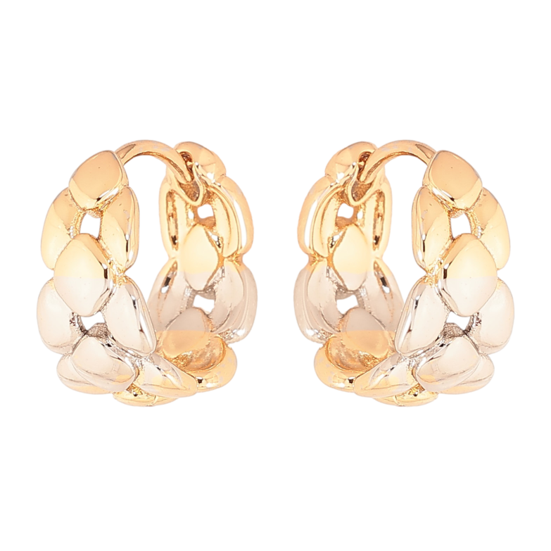 Сережки Xuping колір Позолота 18K + Родій колечка "Декоративний візерунок" фото №2 Сережки Xuping колір Позолота 18K + Родій колечка "Декоративний візерунок" фото №2