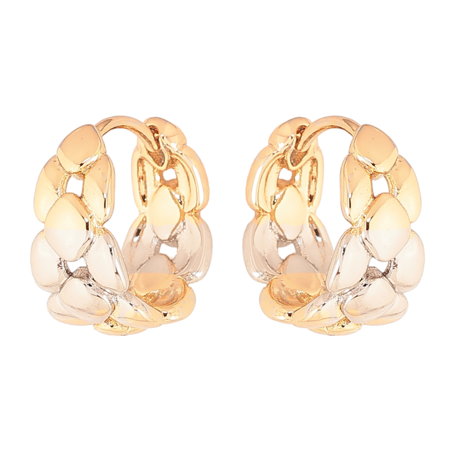 Сережки Xuping колір Позолота 18K + Родій колечка "Декоративний візерунок" фото №1