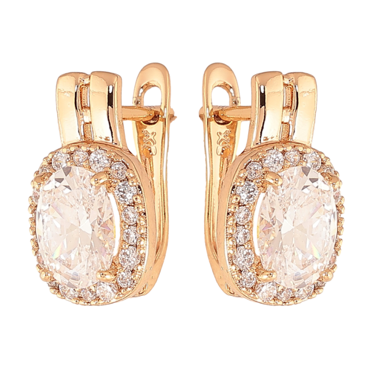 Сережки Xuping колір Позолота 18K англійський замок "Кристали в обрамленні" фото №7