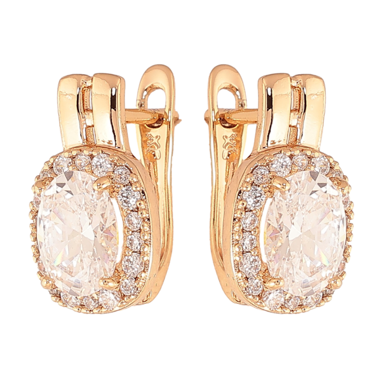 Сережки Xuping колір Позолота 18K англійський замок "Кристали в обрамленні" фото №1 Сережки Xuping колір Позолота 18K англійський замок "Кристали в обрамленні" фото №1