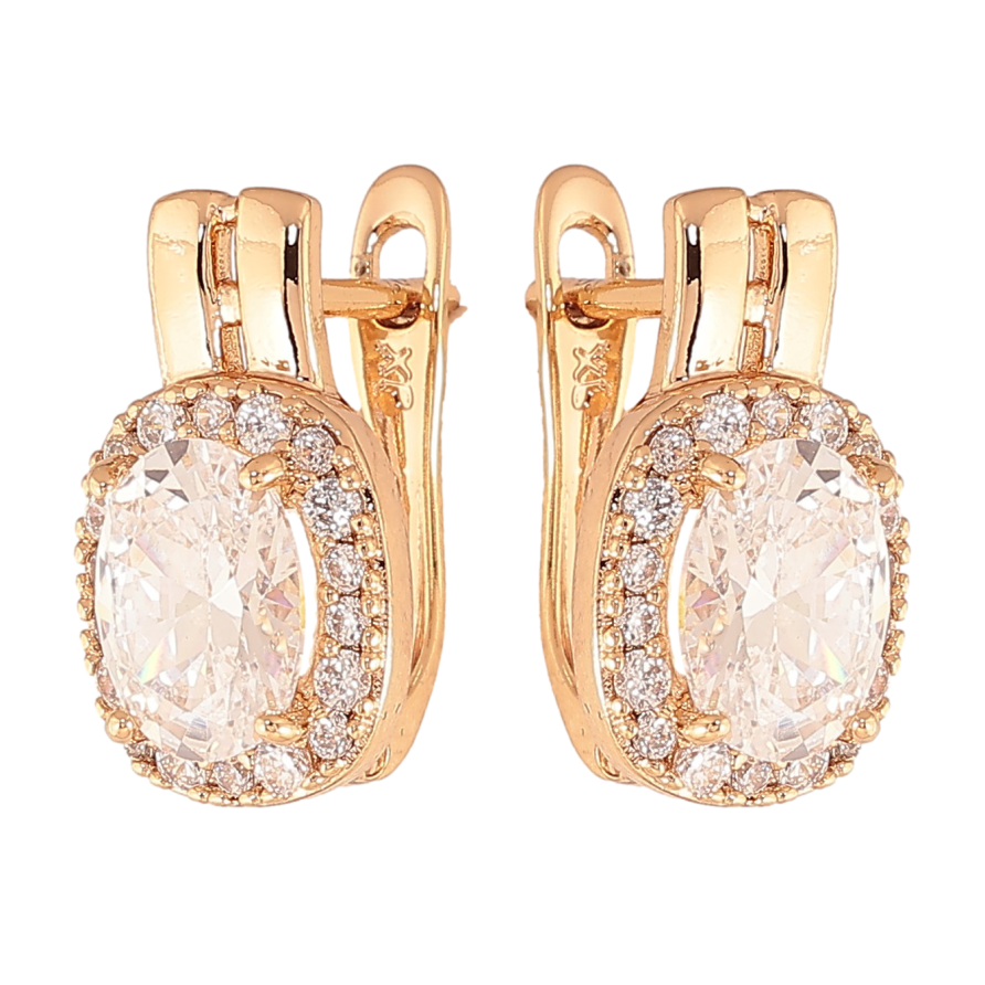 Сережки Xuping колір Позолота 18K англійський замок "Кристали в обрамленні" фото №1 Сережки Xuping колір Позолота 18K англійський замок "Кристали в обрамленні" фото №1