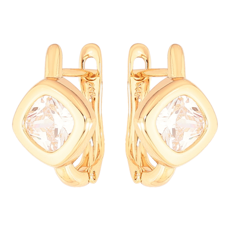 Сережки Xuping колір Позолота 18K англійський замок "Кристальні ромби" фото №1 Сережки Xuping колір Позолота 18K англійський замок "Кристальні ромби" фото №1