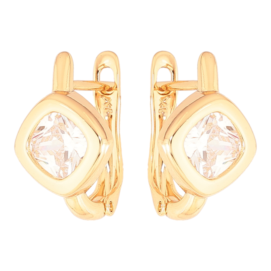 Сережки Xuping колір Позолота 18K англійський замок "Кристальні ромби" фото №1 Сережки Xuping колір Позолота 18K англійський замок "Кристальні ромби" фото №1