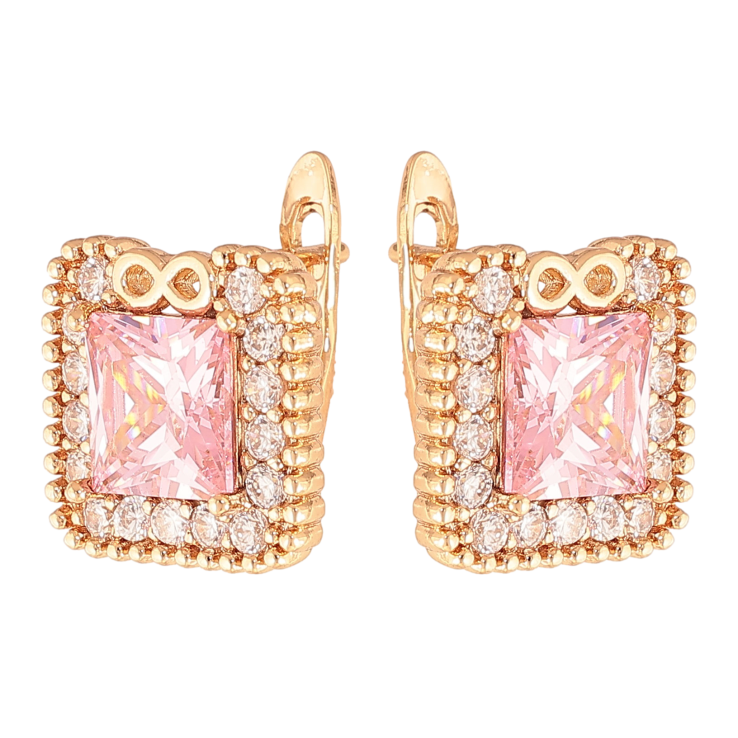 Серьги Xuping цвет Позолота 18K английский замок "Розовые кристаллы в обрамлении" фото №10 Серьги Xuping цвет Позолота 18K английский замок "Розовые кристаллы в обрамлении" фото №10