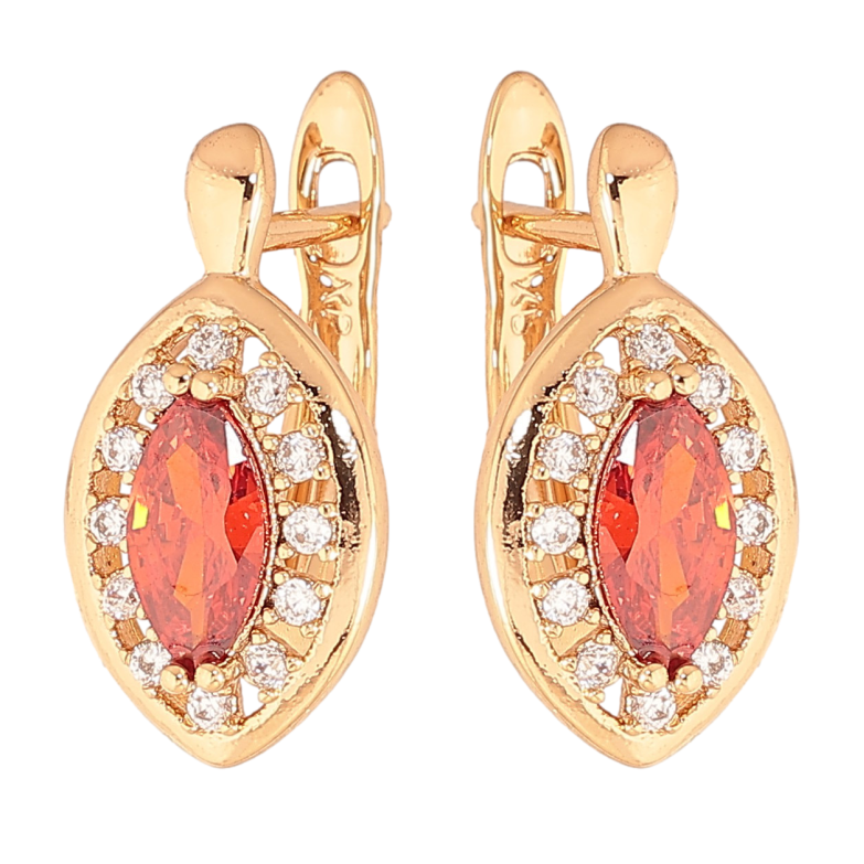 Сережки Xuping колір Позолота 18K англійський замок "Червоні кристали в обрамленні" фото №1 Сережки Xuping колір Позолота 18K англійський замок "Червоні кристали в обрамленні" фото №1