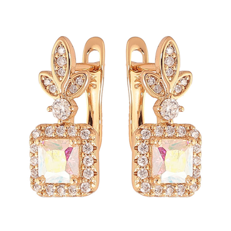 Серьги Xuping цвет Позолота 18K английский замок "Узор с радужными кристаллами" фото №16 Серьги Xuping цвет Позолота 18K английский замок "Узор с радужными кристаллами" фото №16