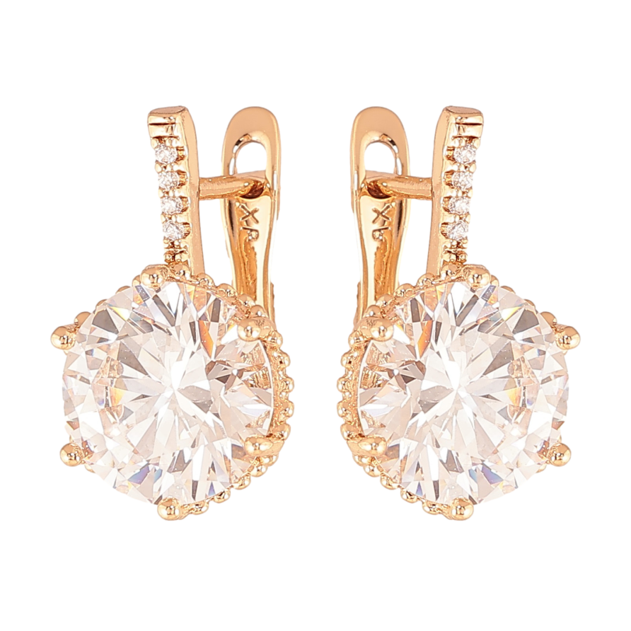 Серьги Xuping цвет Позолота 18K английский замок "Кристаллы" фото №1 Серьги Xuping цвет Позолота 18K английский замок "Кристаллы" фото №1