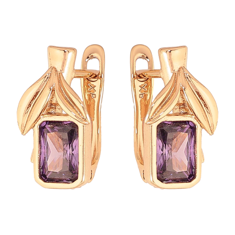 Серьги Xuping цвет Позолота 18К английский замок "Сиреневые кристальные ягодки" фото №1 Серьги Xuping цвет Позолота 18К английский замок "Сиреневые кристальные ягодки" фото №1