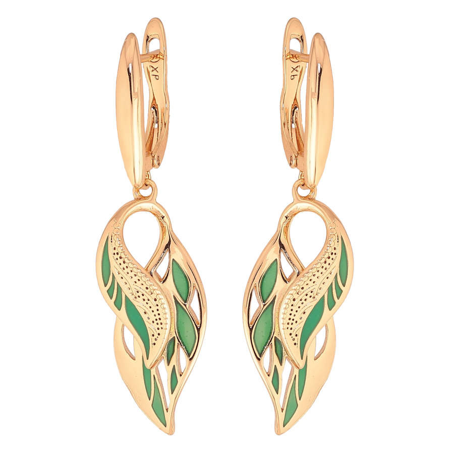 Сережки Xuping колір Позолота 18K англійський замок "Декоративні підвіски з візерунком емаллю" фото №1