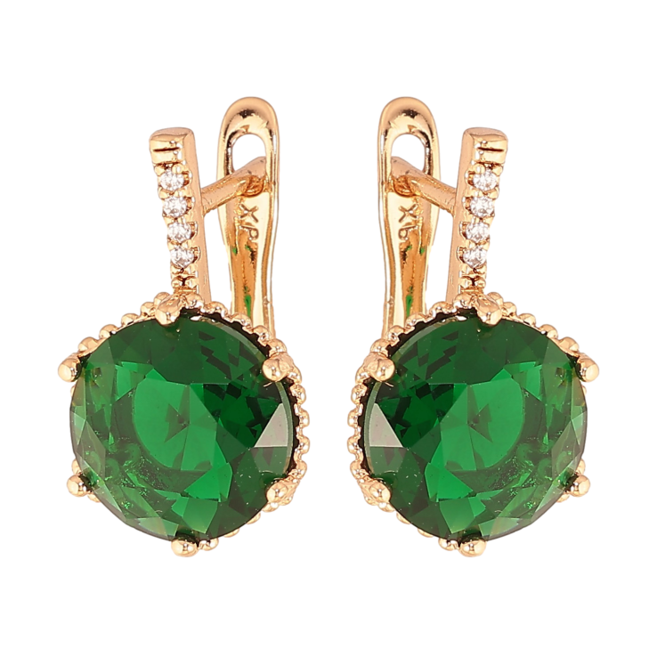 Серьги Xuping цвет Позолота 18K английский замок "Зеленые кристаллы" фото №13 Серьги Xuping цвет Позолота 18K английский замок "Зеленые кристаллы" фото №13