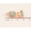 Серьги Xuping цвет Позолота 18K английский замок "Голубой кристалл в обрамлении" фото №2