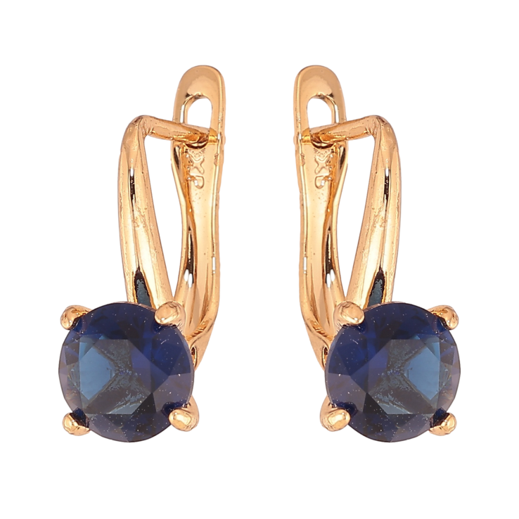 Серьги Xuping цвет Позолота 18K английский замок "Синые кристаллы на дужках" ø 7мм фото №18