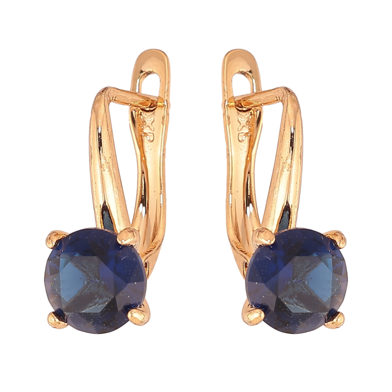 Серьги Xuping цвет Позолота 18K английский замок "Синые кристаллы на дужках" ø 7мм фото №1 Серьги Xuping цвет Позолота 18K английский замок "Синые кристаллы на дужках" ø 7мм фото №1