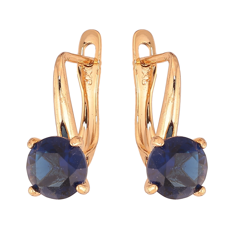Серьги Xuping цвет Позолота 18K английский замок "Синые кристаллы на дужках" ø 7мм фото №1 Серьги Xuping цвет Позолота 18K английский замок "Синые кристаллы на дужках" ø 7мм фото №1