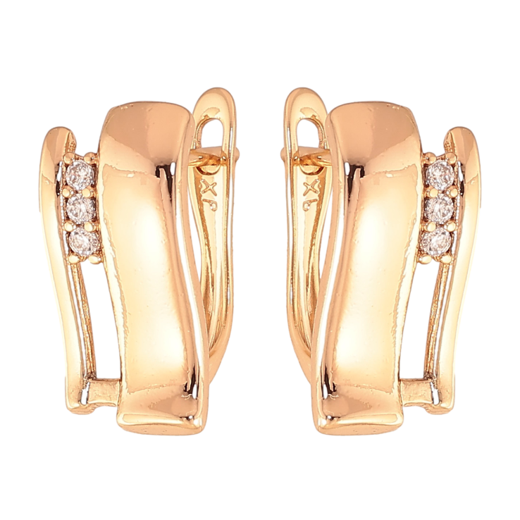 Сережки Xuping колір Позолота 18К англійський замок "Візерунок з кристалами" фото №24