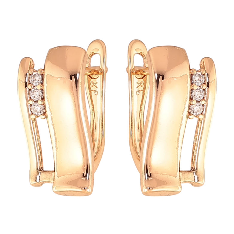 Сережки Xuping колір Позолота 18К англійський замок "Візерунок з кристалами" фото №1