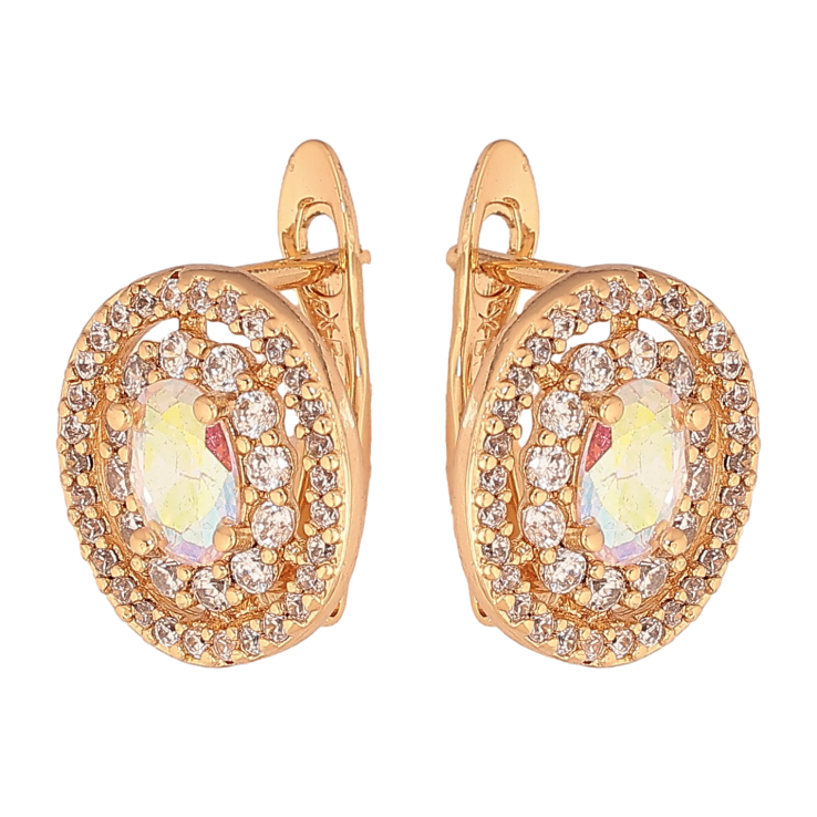 Серьги Xuping цвет Позолота 18К английский замок "Инкрустация кристаллами" фото №2