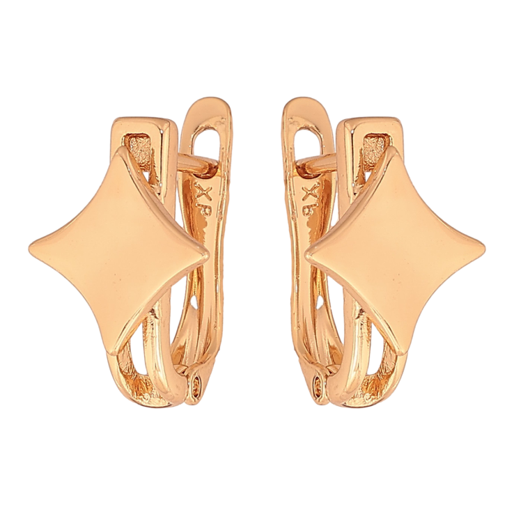 Серьги Xuping цвет Позолота 18К английский замок "Ромбовый узор" фото №2