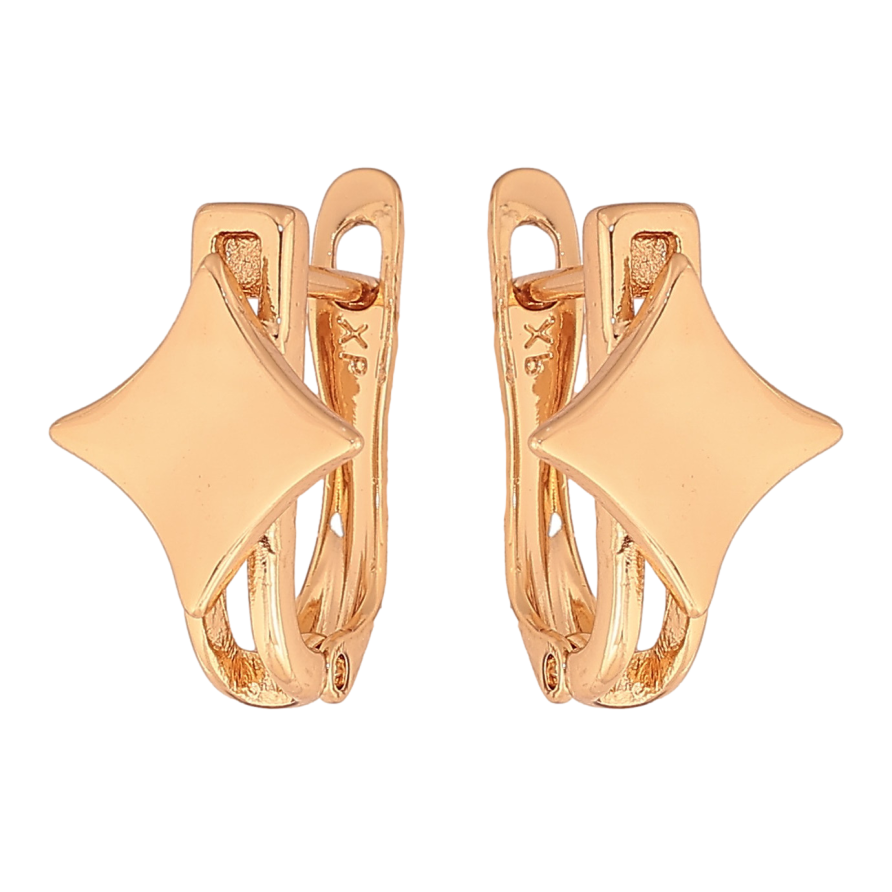 Серьги Xuping цвет Позолота 18К английский замок "Ромбовый узор" фото №1