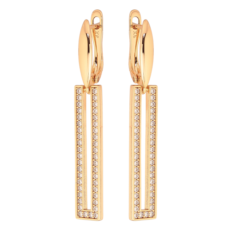 Сережки Xuping колір Позолота 18К англійський замок "Декоративні підвіски із кристалами" фото №13