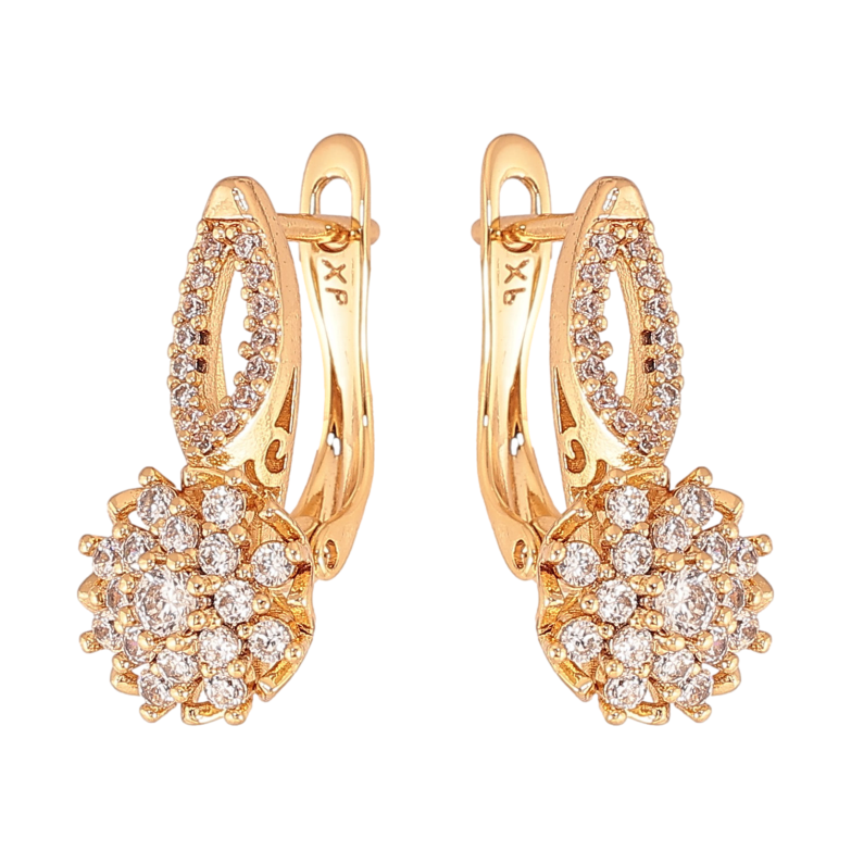 Серьги Xuping цвет Позолота 18К английский замок "Инкрустация кристаллами" фото №1 Серьги Xuping цвет Позолота 18К английский замок "Инкрустация кристаллами" фото №1