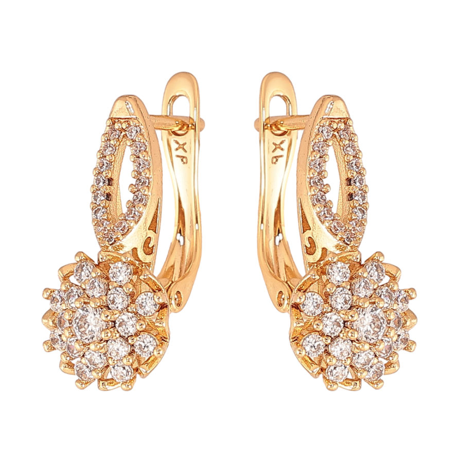 Серьги Xuping цвет Позолота 18К английский замок "Инкрустация кристаллами" фото №1 Серьги Xuping цвет Позолота 18К английский замок "Инкрустация кристаллами" фото №1