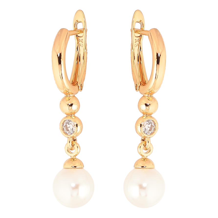 Серьги Xuping цвет Позолота 18К английский замок "Жемчужные подвески с кристаллами" фото №1 Серьги Xuping цвет Позолота 18К английский замок "Жемчужные подвески с кристаллами" фото №1