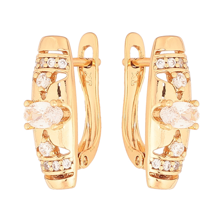 Сережки Xuping колір Позолота 18K англійський замок "Візерунок з кристалами" фото №21