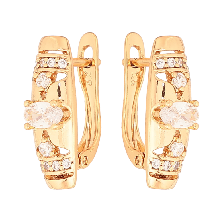 Сережки Xuping колір Позолота 18K англійський замок "Візерунок з кристалами" фото №1