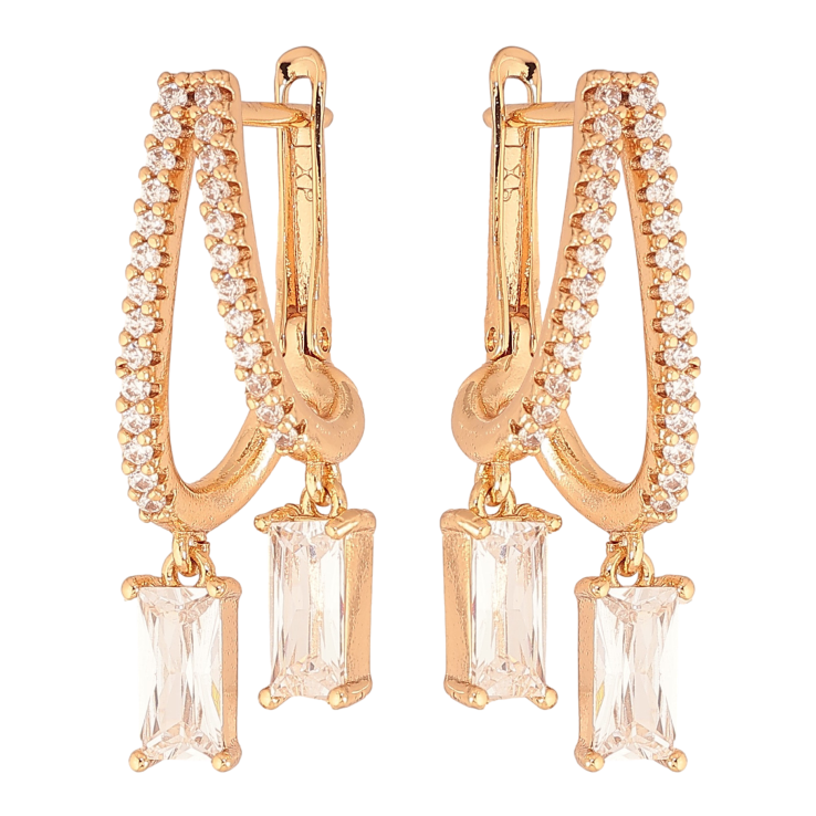 Сережки Xuping колір Позолота 18К англійський замок "Кристальні підвіски" фото №23