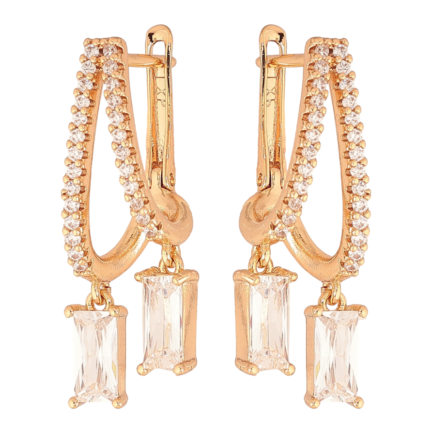 Сережки Xuping колір Позолота 18К англійський замок "Кристальні підвіски" фото №1