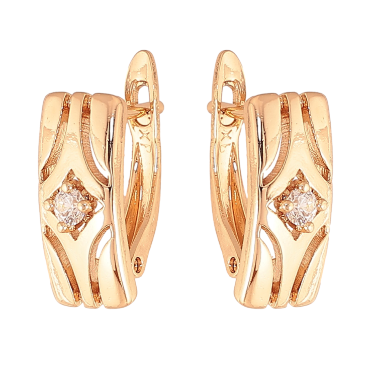 Серьги Xuping цвет Позолота 18К английский замок "Узор с кристаллами" фото №3 Серьги Xuping цвет Позолота 18К английский замок "Узор с кристаллами" фото №3