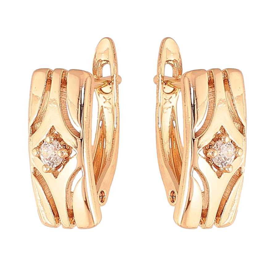 Сережки Xuping колір Позолота 18К англійський замок "Візерунок з кристалами" фото №1 Сережки Xuping колір Позолота 18К англійський замок "Візерунок з кристалами" фото №1