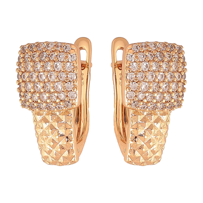 Сережки Xuping колір Позолота 18К англійський замок "Інкрустація кристалами" фото №1