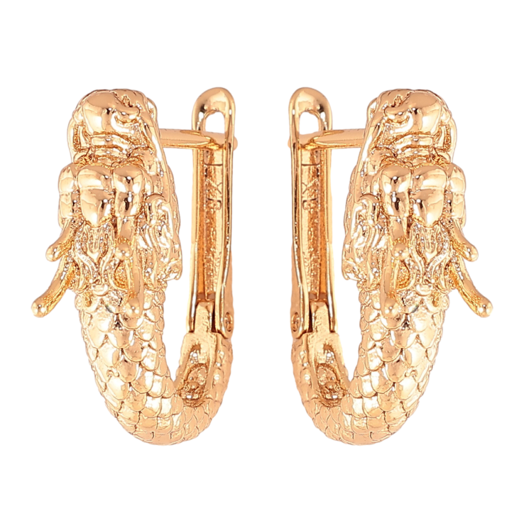 Сережки Xuping колір Позолота 18К англійський замок "Дракони" фото №6