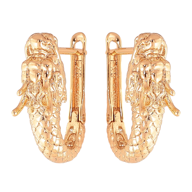 Сережки Xuping колір Позолота 18К англійський замок "Дракони" фото №1