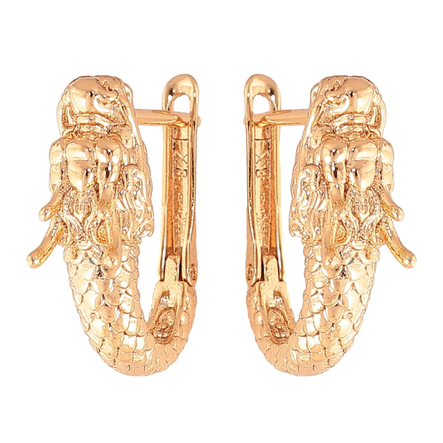 Серьги Xuping цвет Позолота 18К английский замок "Драконы" фото №1