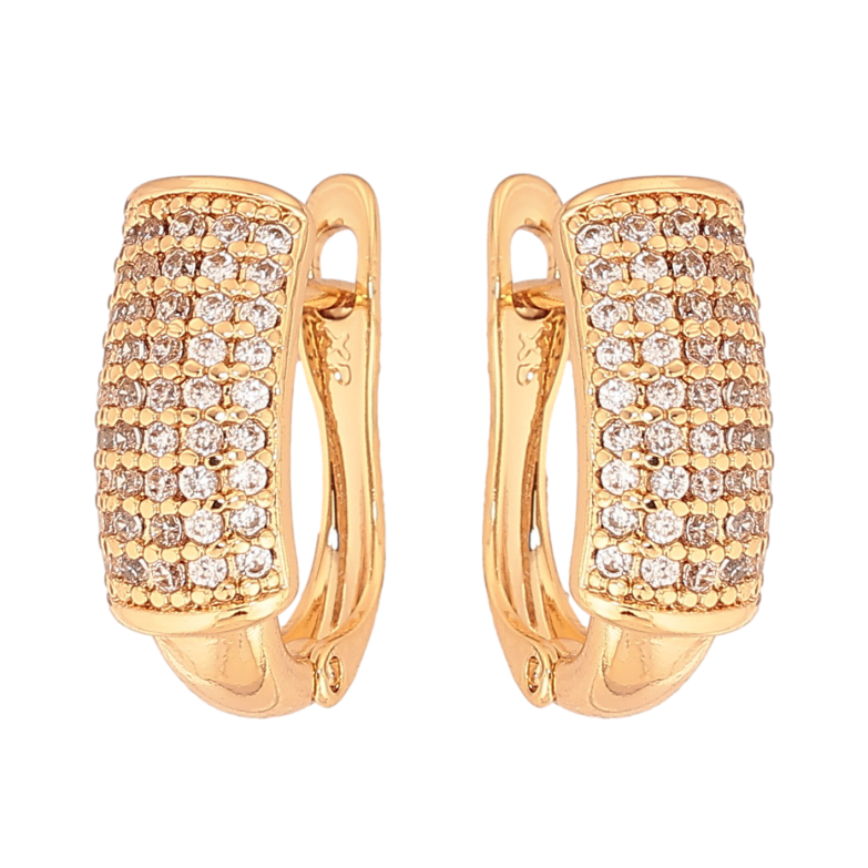 Серьги Xuping цвет Позолота 18К английский замок "Инкрустация кристаллами" фото №1