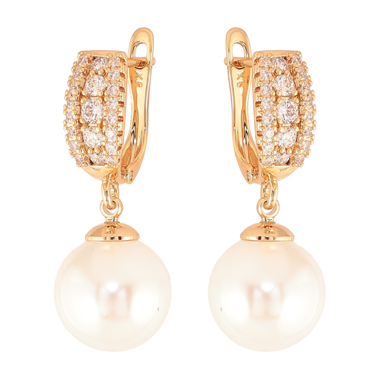 Сережки Xuping колір Позолота 18К англійський замок "Перлинні підвіски" фото №1 Сережки Xuping колір Позолота 18К англійський замок "Перлинні підвіски" фото №1